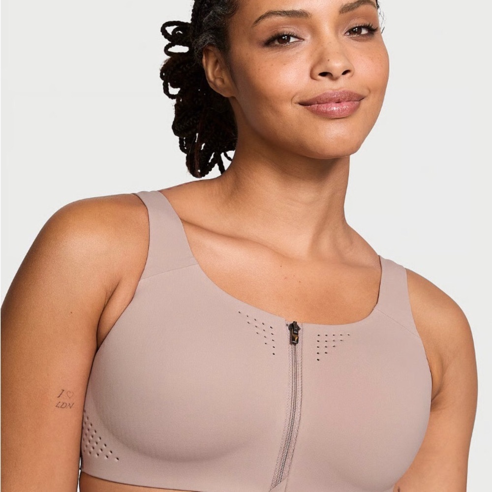Victoria's Secret Front-Zip Wireless Bra in Taupe